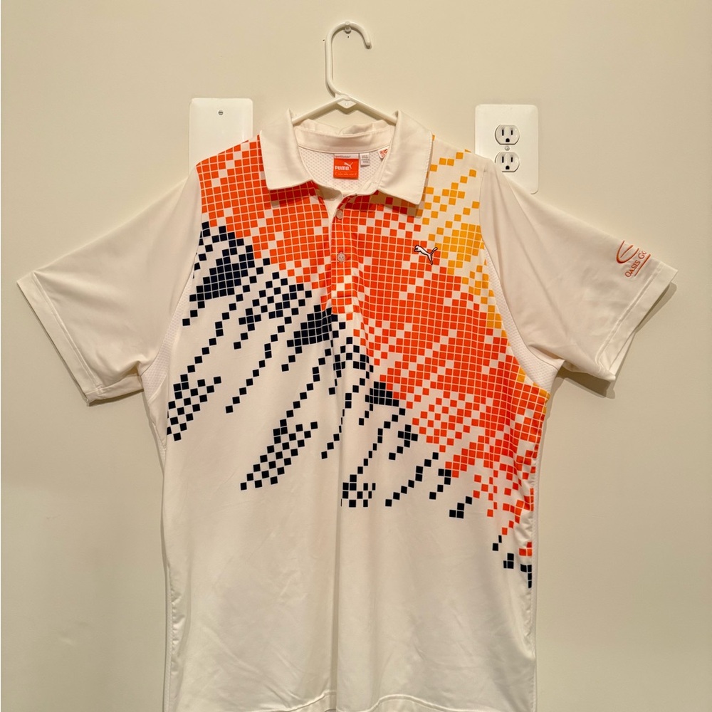 Puma Men's Golf Polo with Vibrant Pixel Design Oasis Club Vintage Exclusive XL